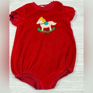 NOD TOGS INFANT VINTAGE Red Rocking Horse Kids One Piece GUC